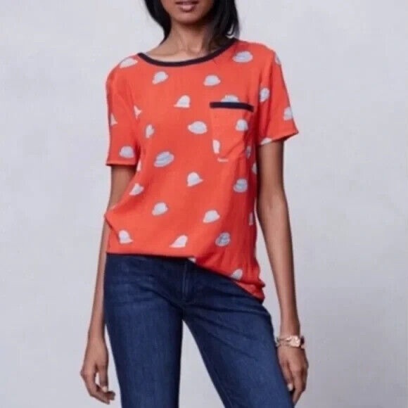 Anthropologie Tops - Maeve Anthropologie Printmaker Hat novelty top size 4